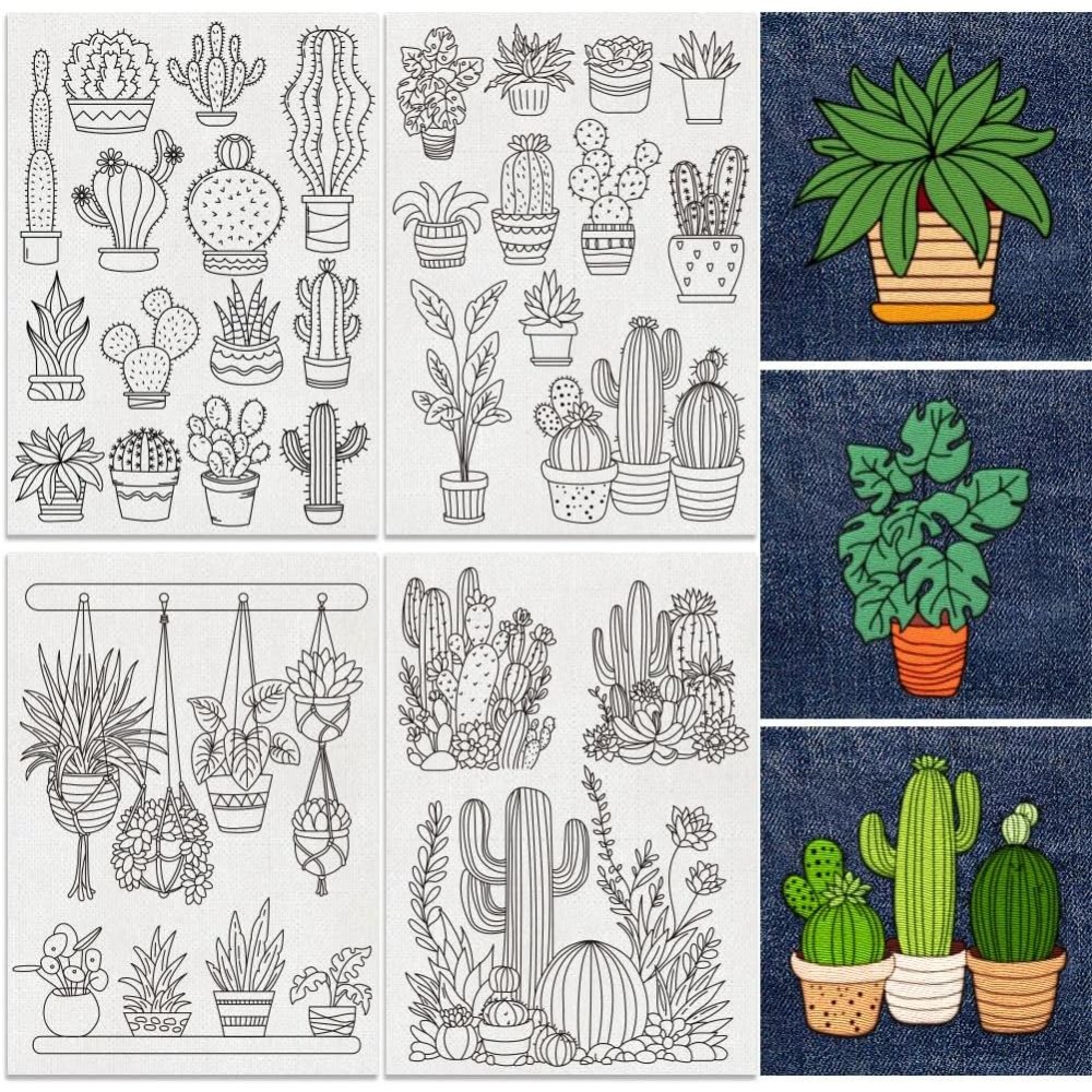 Embroidery Pattern - 30 قطعة مثبتات أنماط تطريز الصبار