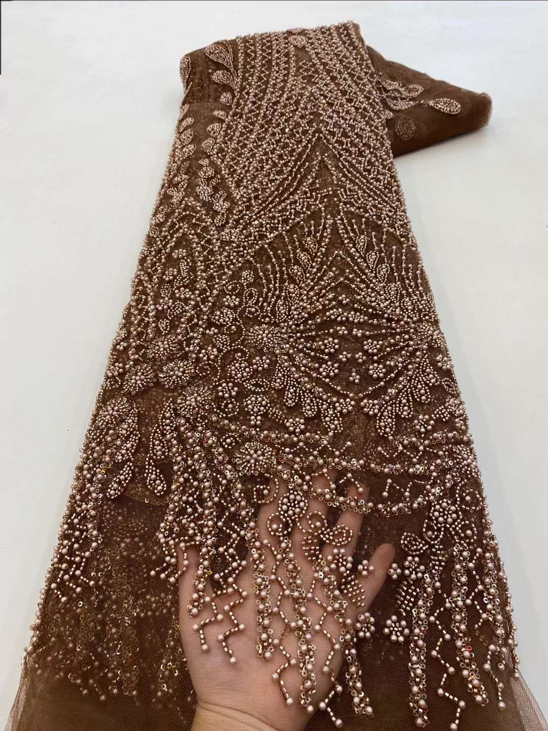Embroidery Net Fabric - قماش دانتيل مع خرز ، ترتر