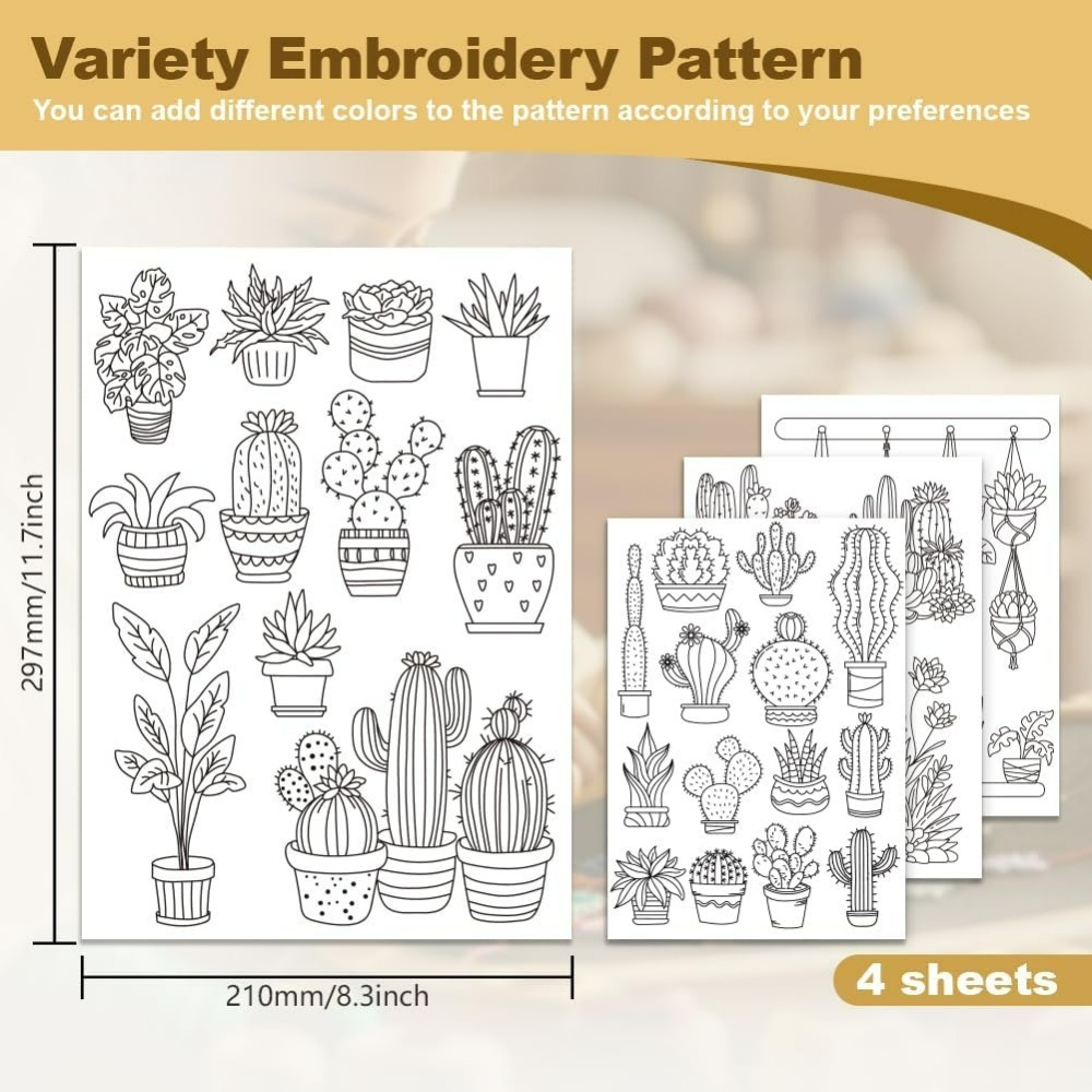 30 قطعة بونساي الصبار التطريز  - مراجعة Embroidery Pattern وسعره