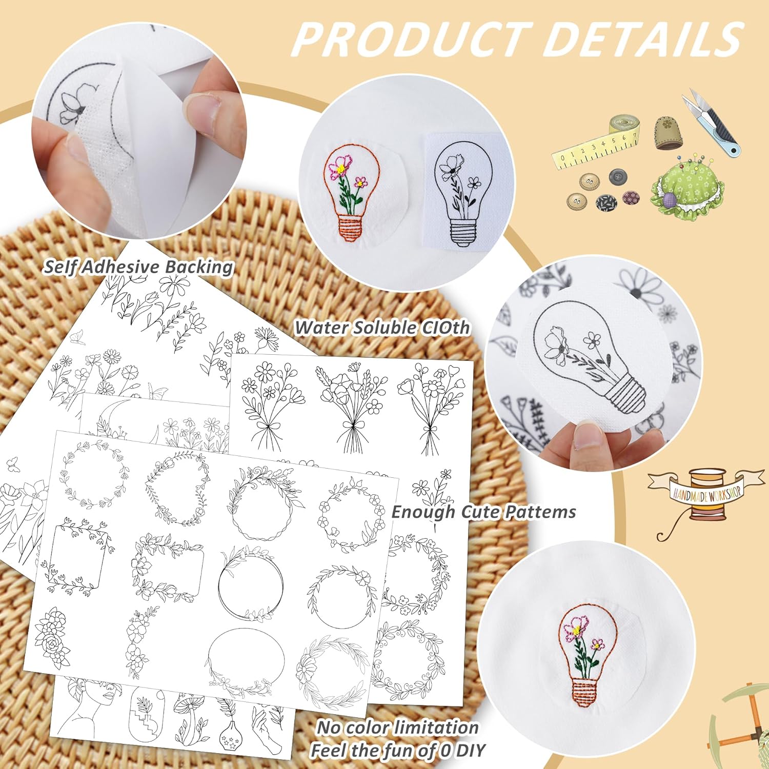 4 أوراق نمط تطريز مثبت قابل لل - مراجعة Embroidery Web وسعره