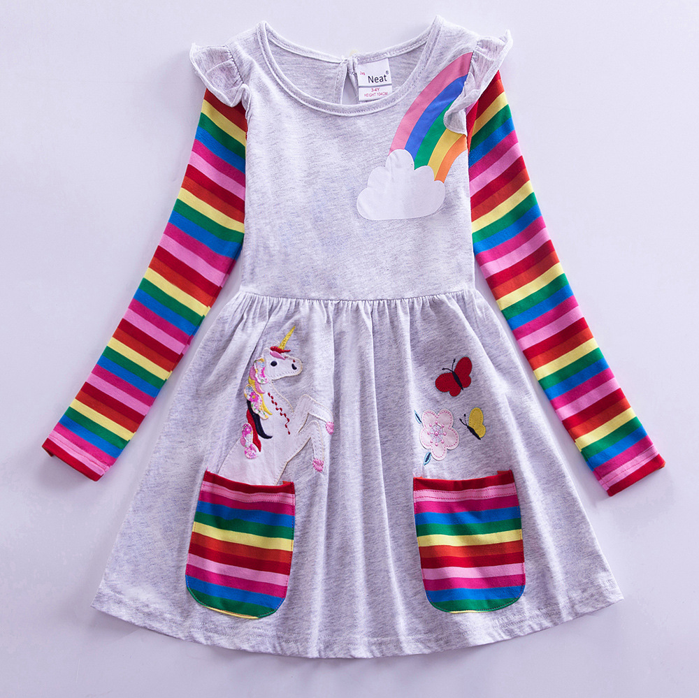 فستان بناتي بأكمام طويلة وحيد  - مراجعة Embroidery Unicorn وسعره
