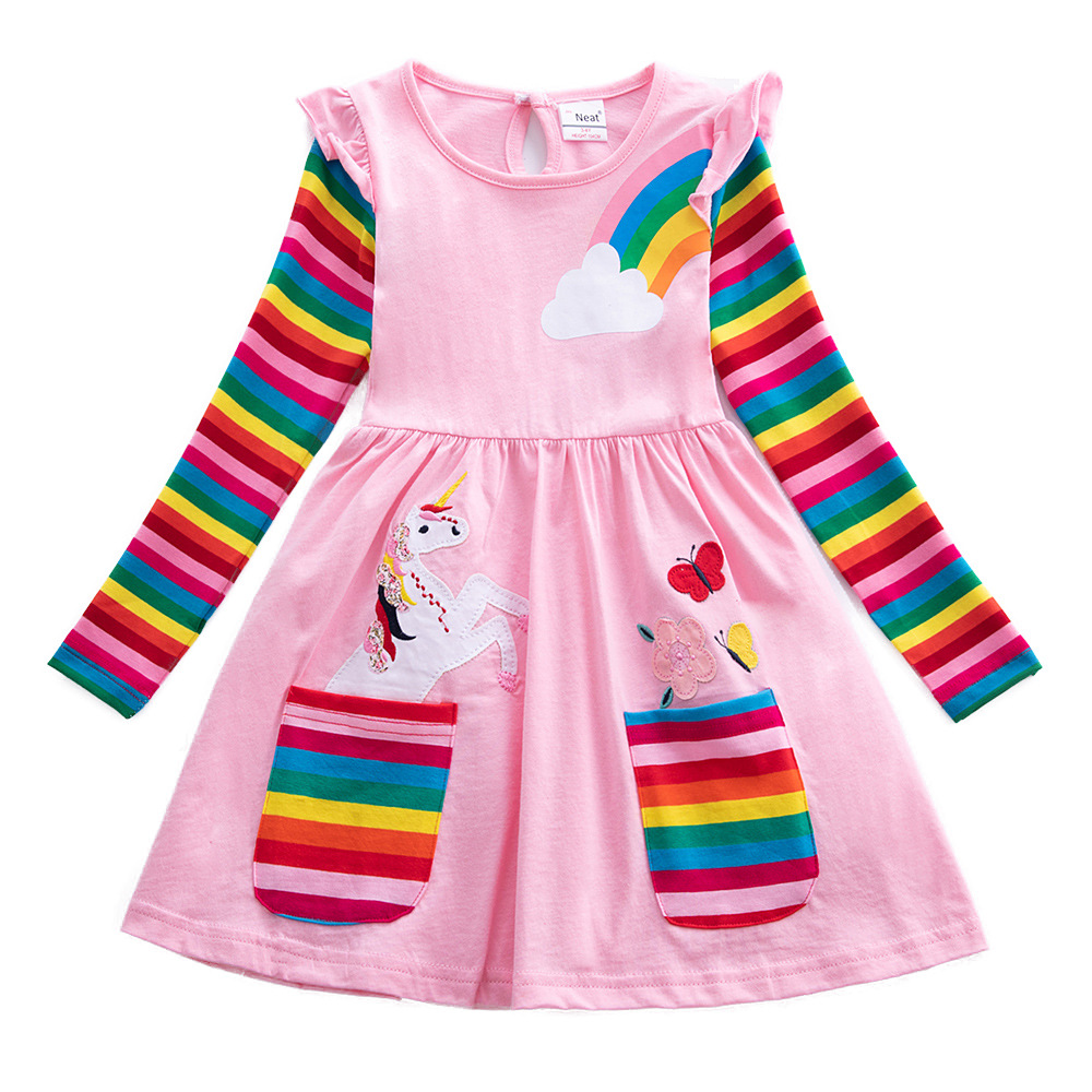 فستان بناتي بأكمام طويلة وحيد  - مراجعة Embroidery Unicorn وسعره
