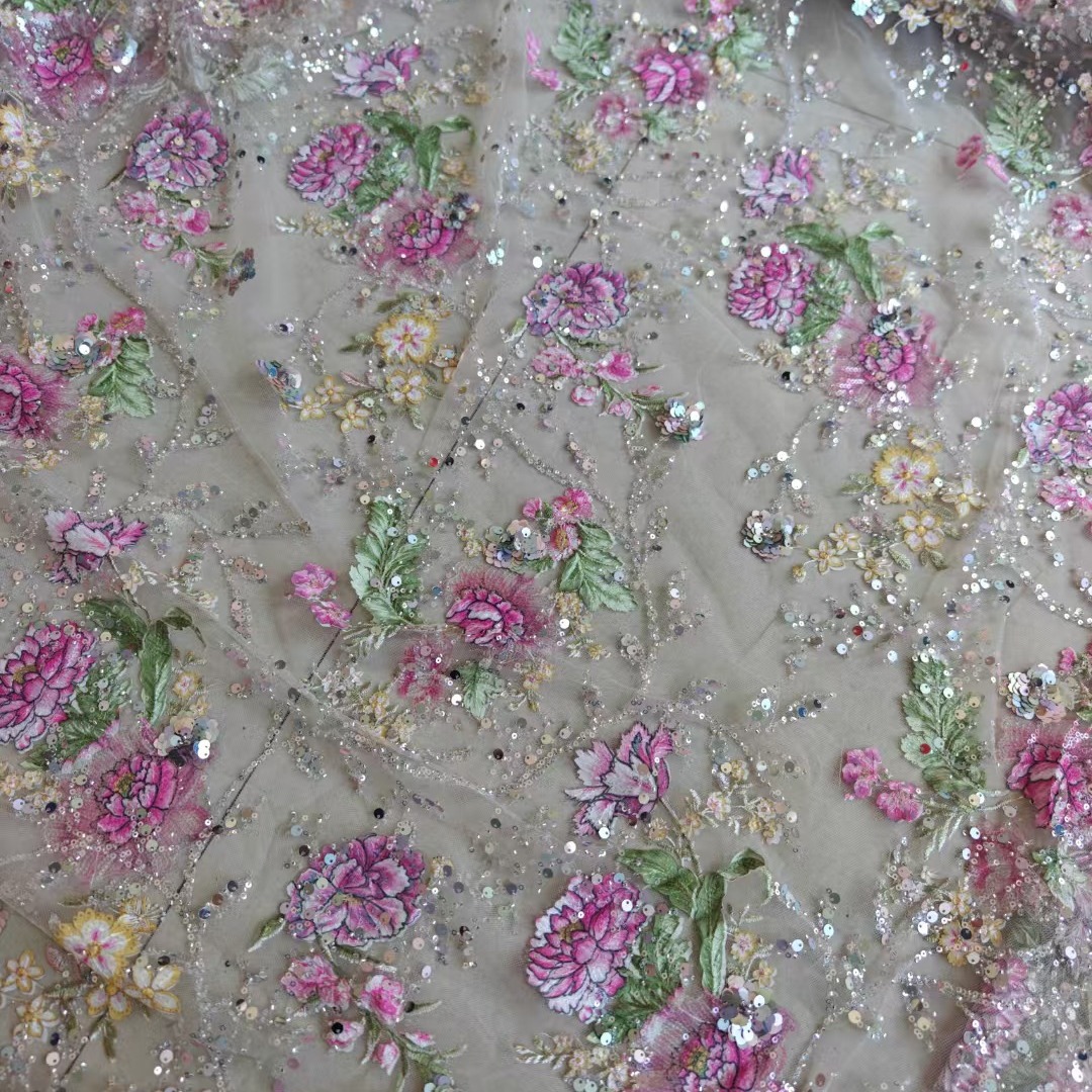 قماش دانتيل فاخر مطرز بالخرز ب - مراجعة Embroidery Net Fabric وسعره