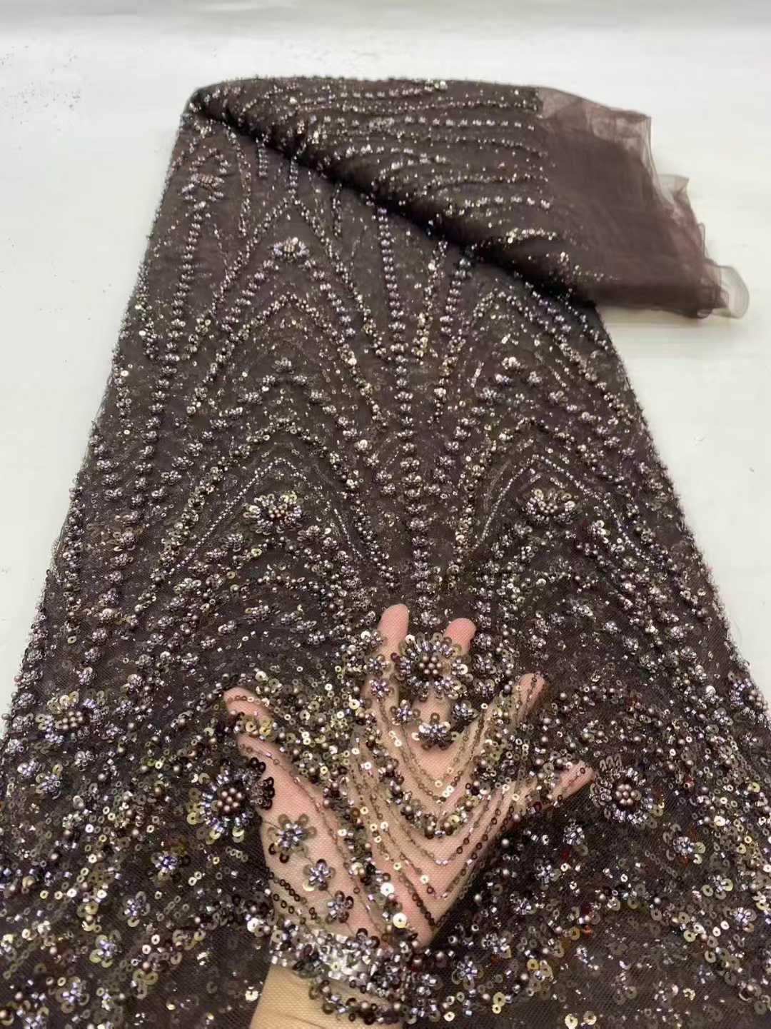 2026 الأفريقي النيجيري عالية ا - مراجعة Embroidery Net Fabric وسعره